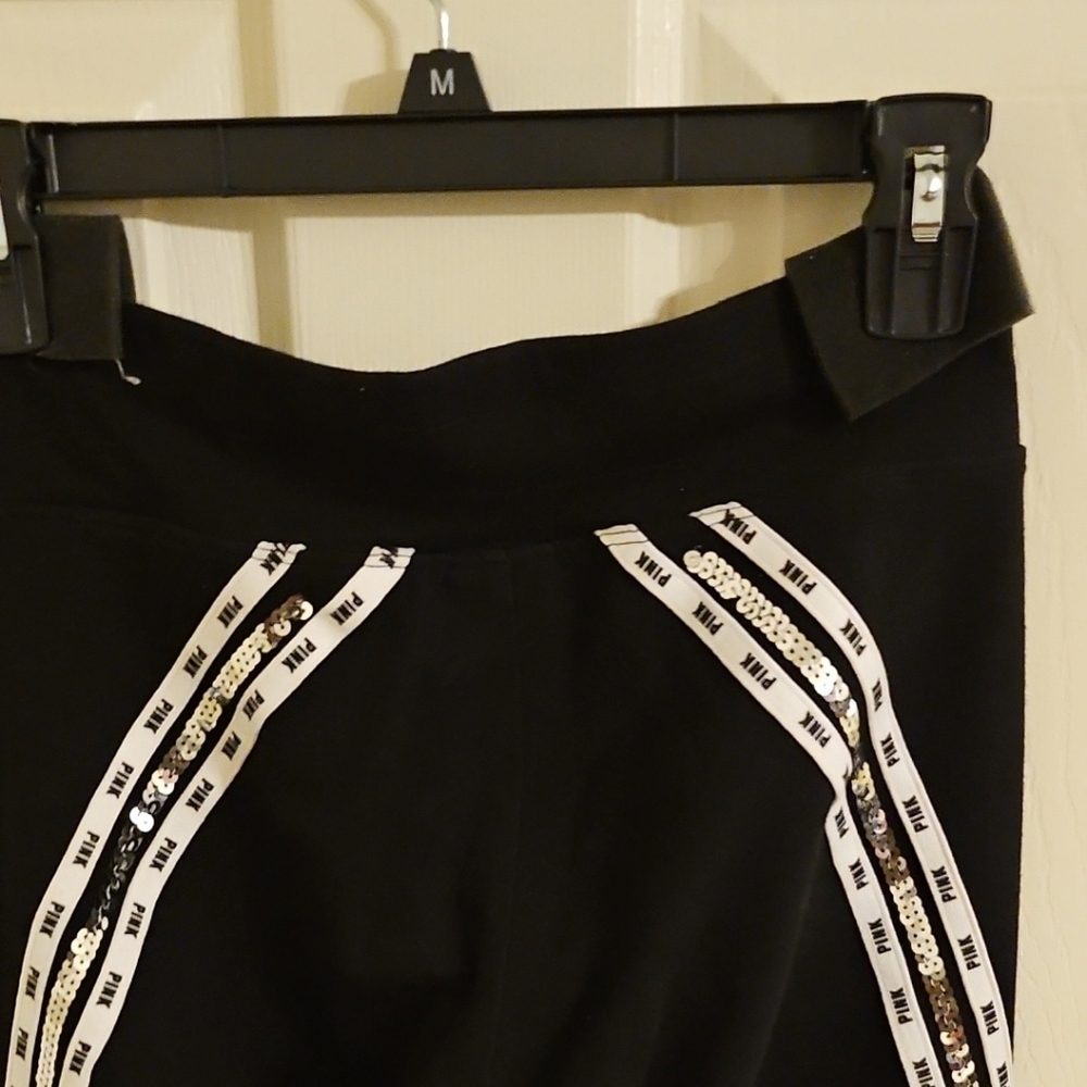 PINK Victoria's Secret Black Leggings with White Accents